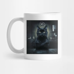 Black Real cat Says No Mug